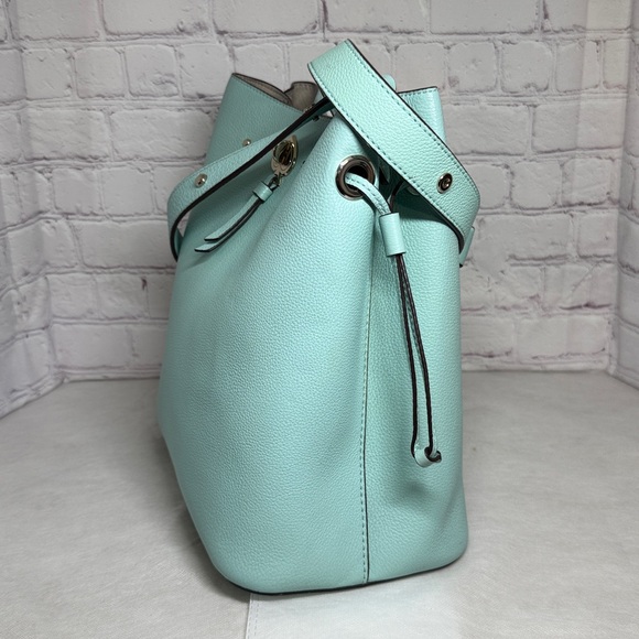 Kate Spade New York Marti Large “Blue Glow” Bucket Bag Silver Turn Lock Closure - Picture 9 of 13